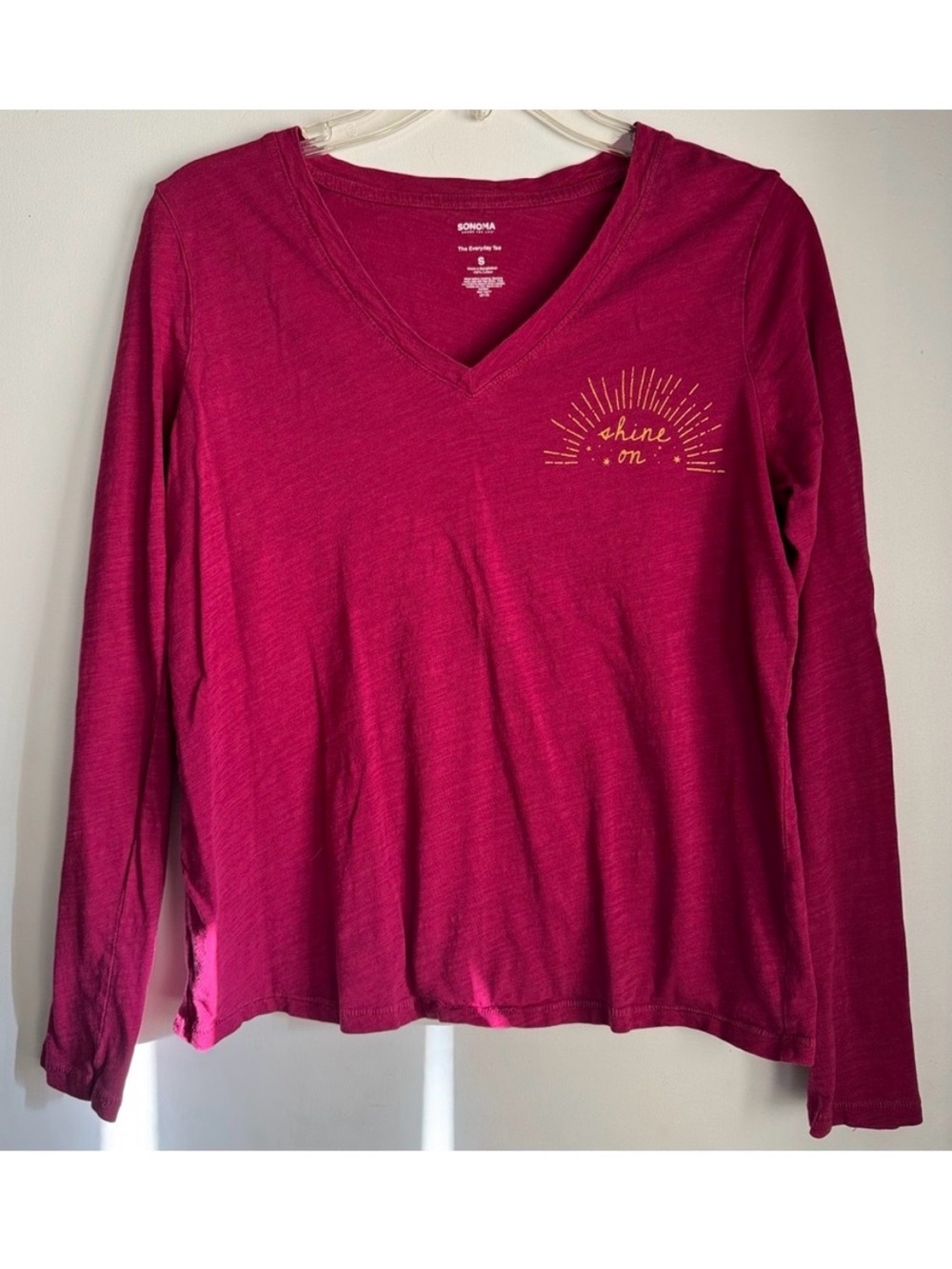 Sonoma Women's V-Neck Long Sleeve Top - Fuchsia